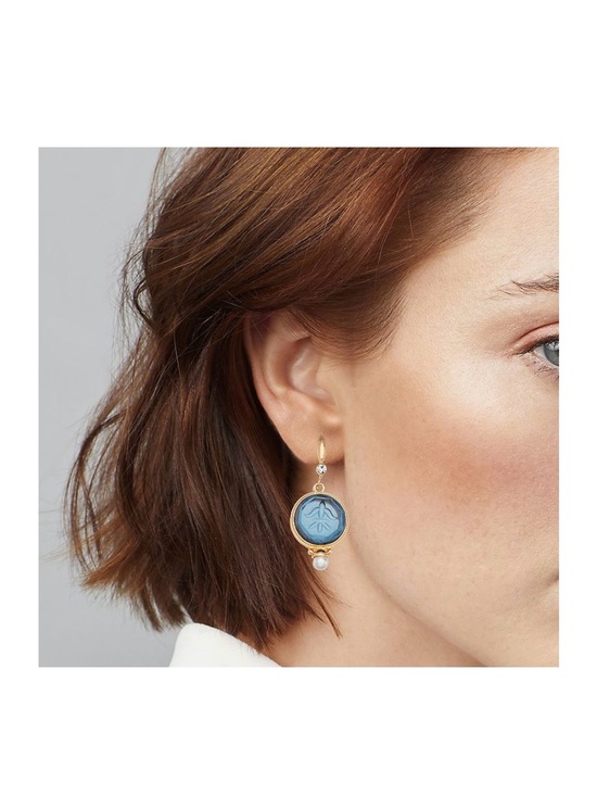 Kohl's Jewelry - Kohl's Gold-Tone Blue Disc Drop Earrings with Pearl